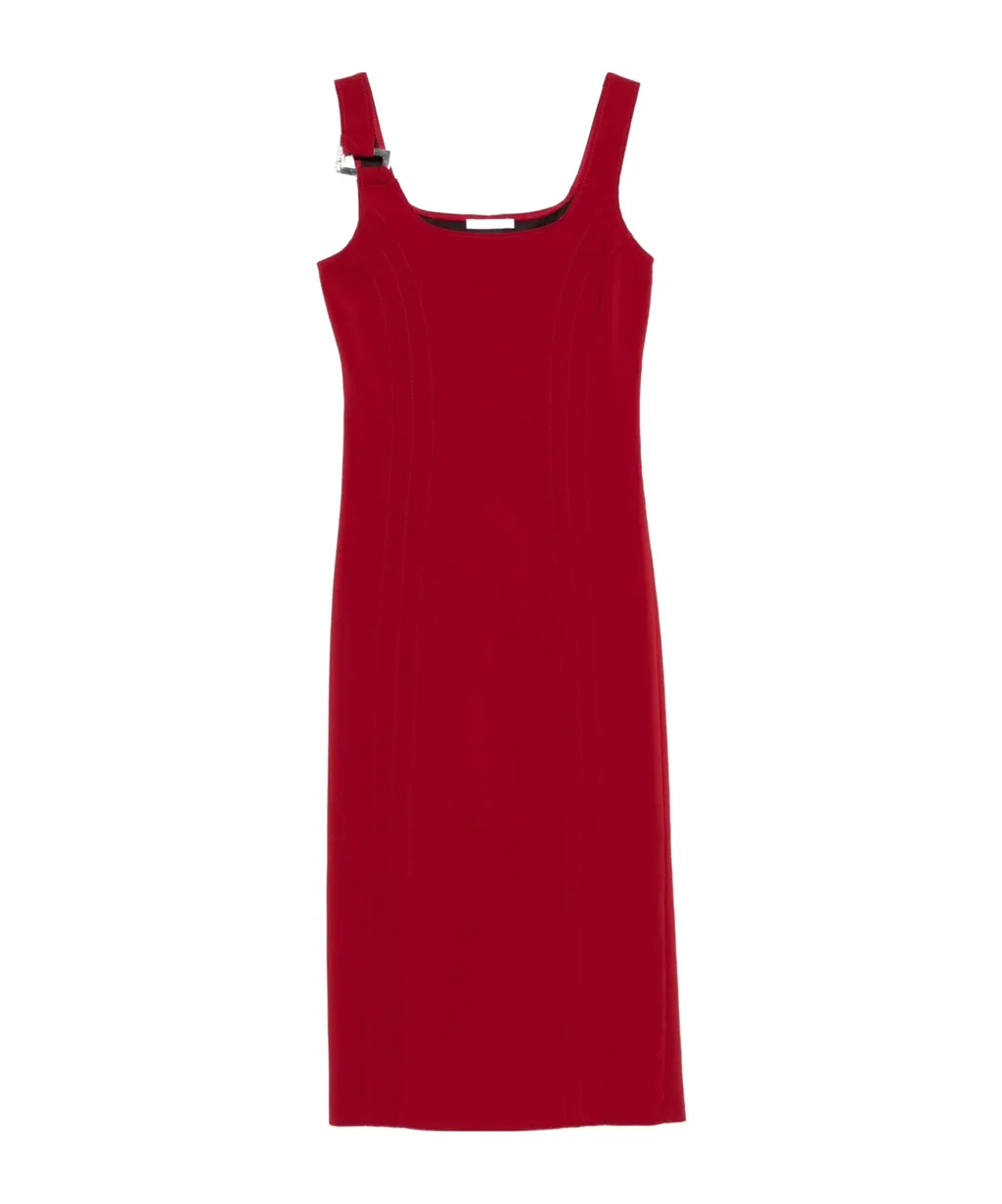 Buckle-Detail Fitted Dress
