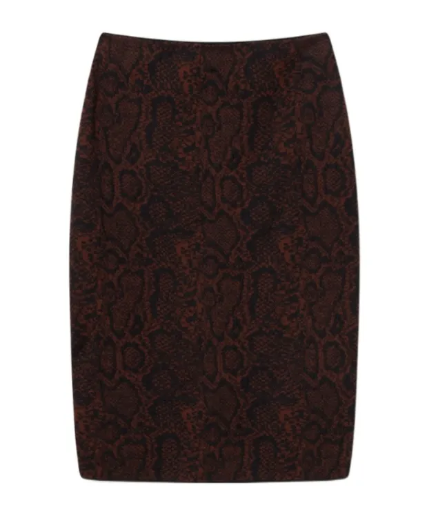 Snake Print Knit Midi Skirt