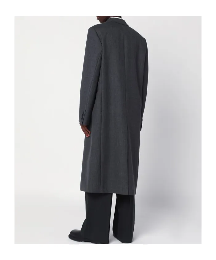 Grey Double-Breasted Wool Coat