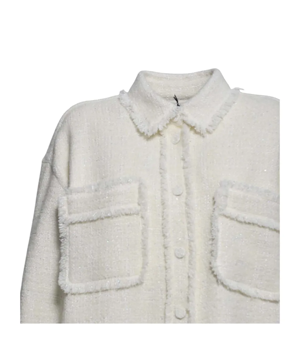 Msgm Long-Sleeved Fringed Edge Jacket