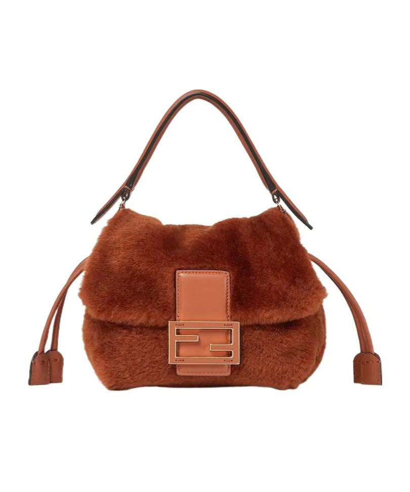 Brown Shearling Mini-Bag