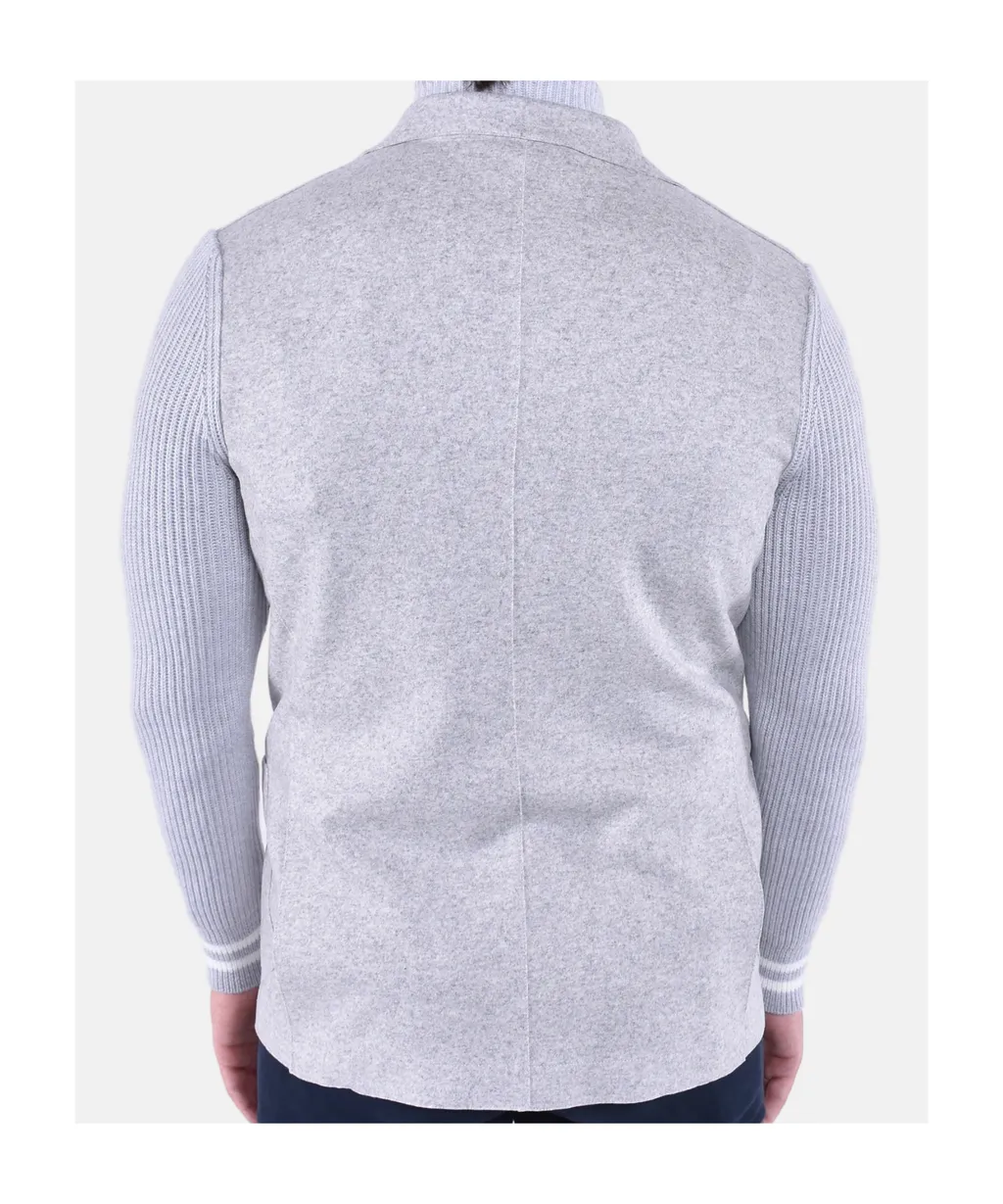 Eleventy Bi Mat Knit-Sleeve Blazer