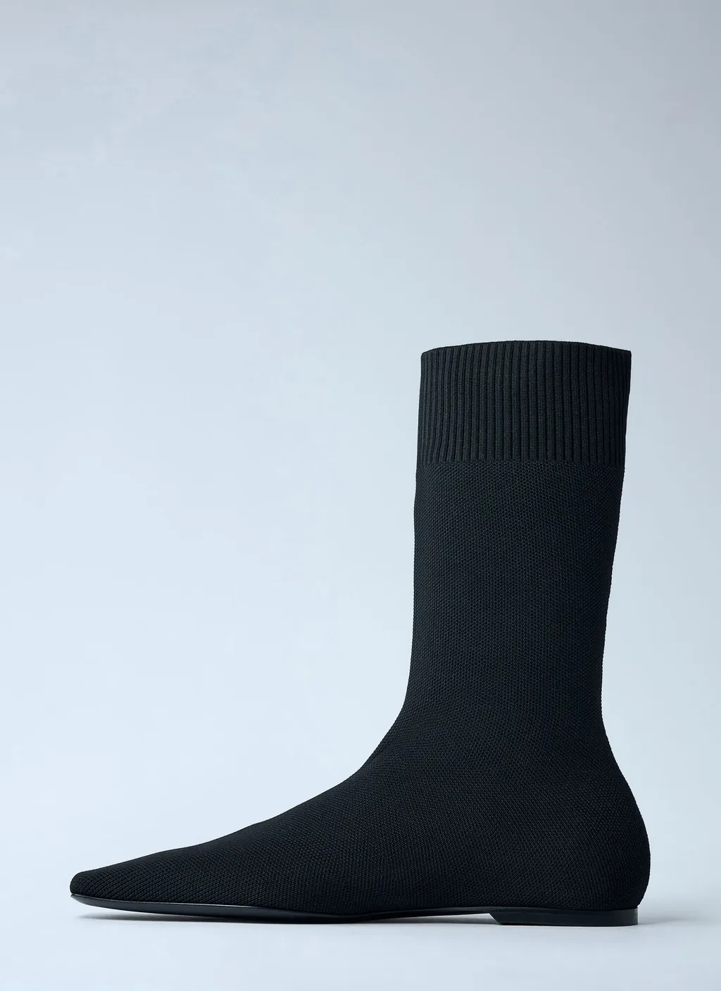 Square-Toe Ribbed-Knit Boots