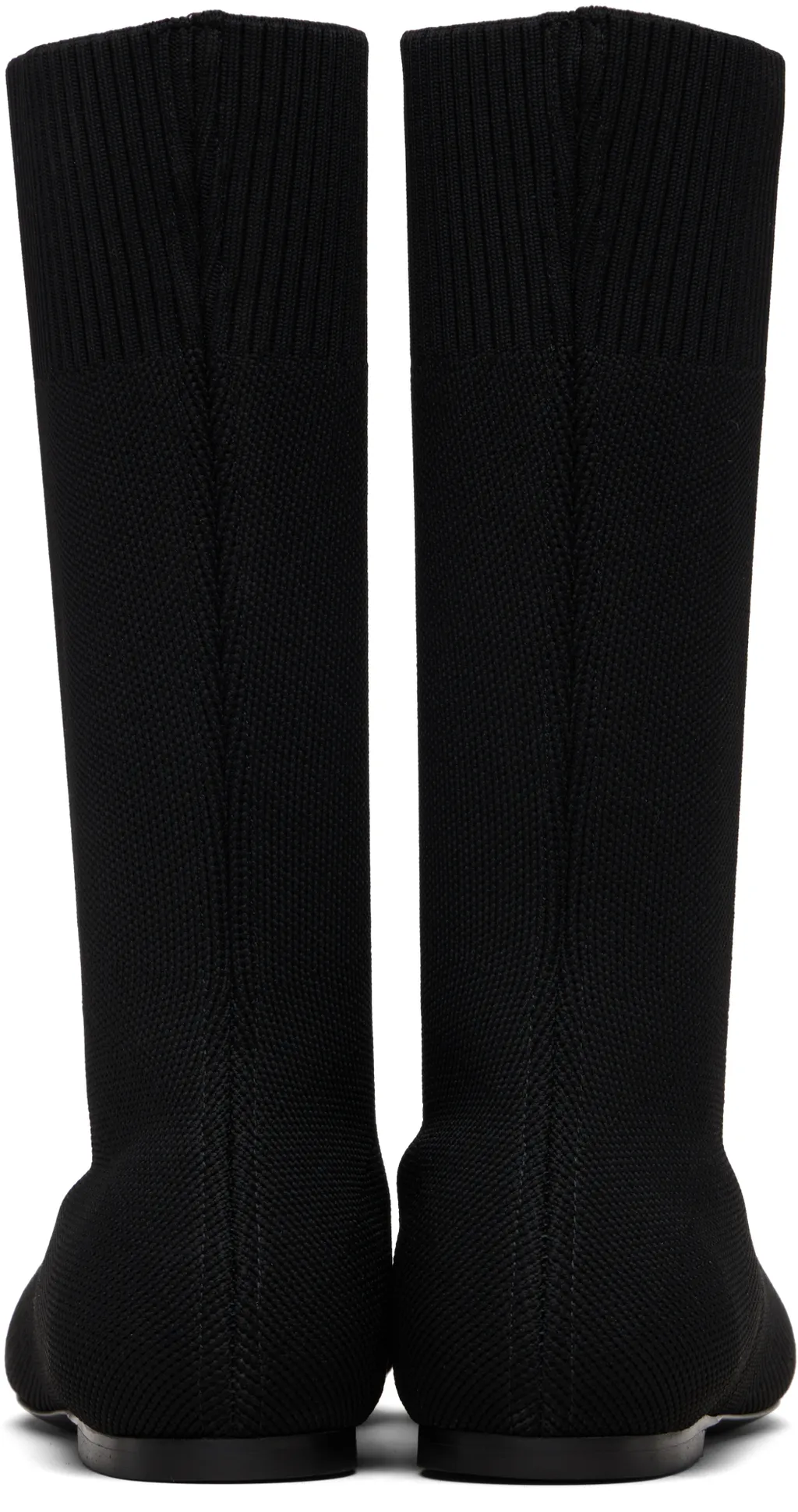 Square-Toe Ribbed-Knit Boots