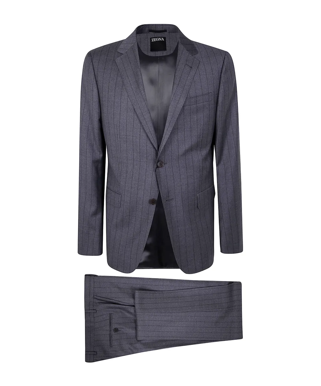 Zegna Single Breasted Striped Suit Set