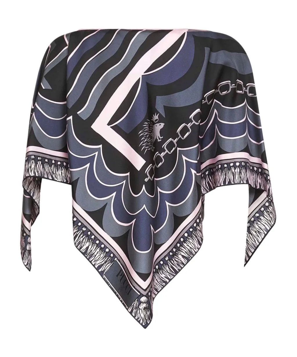 Pucci Frill-Sleeve Triangle-Hem Top