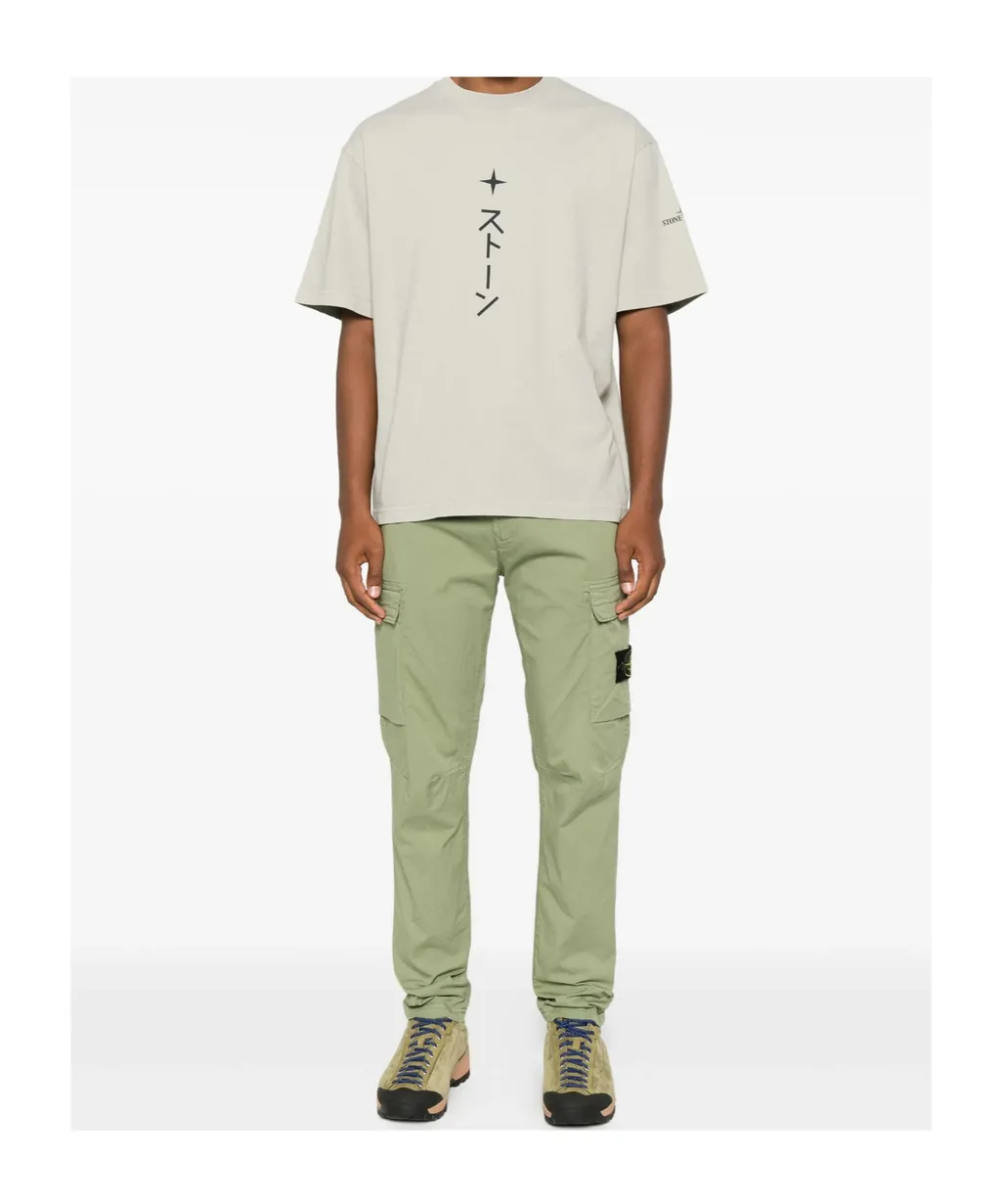 Stone Island Logo Patch Straight-Leg Trousers