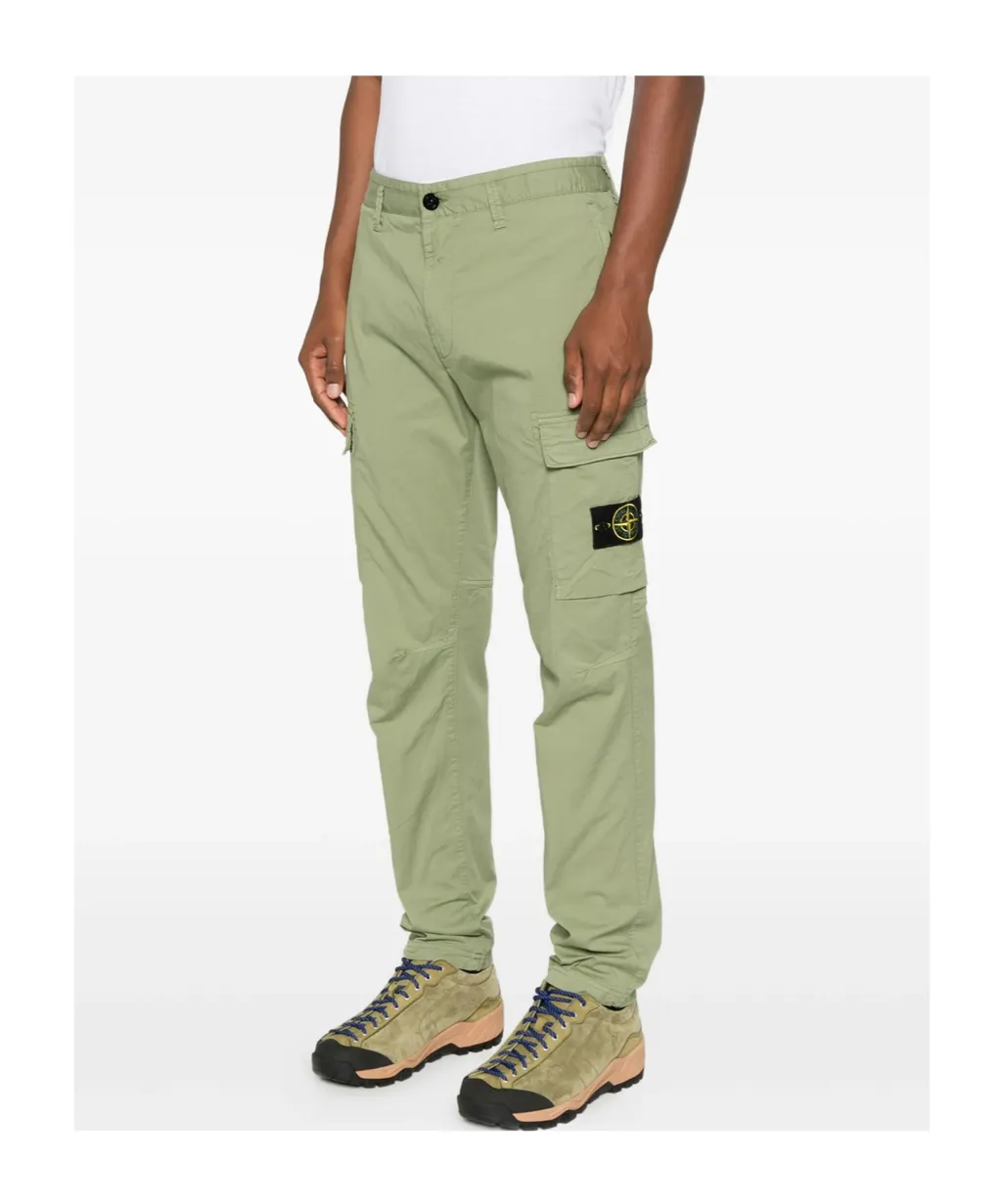 Stone Island Logo Patch Straight-Leg Trousers