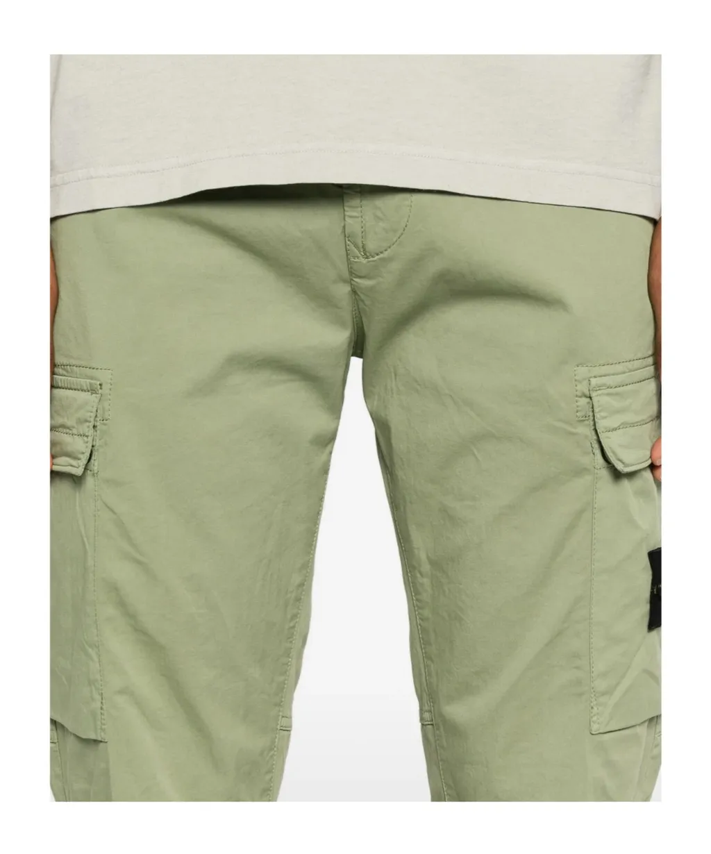 Stone Island Logo Patch Straight-Leg Trousers