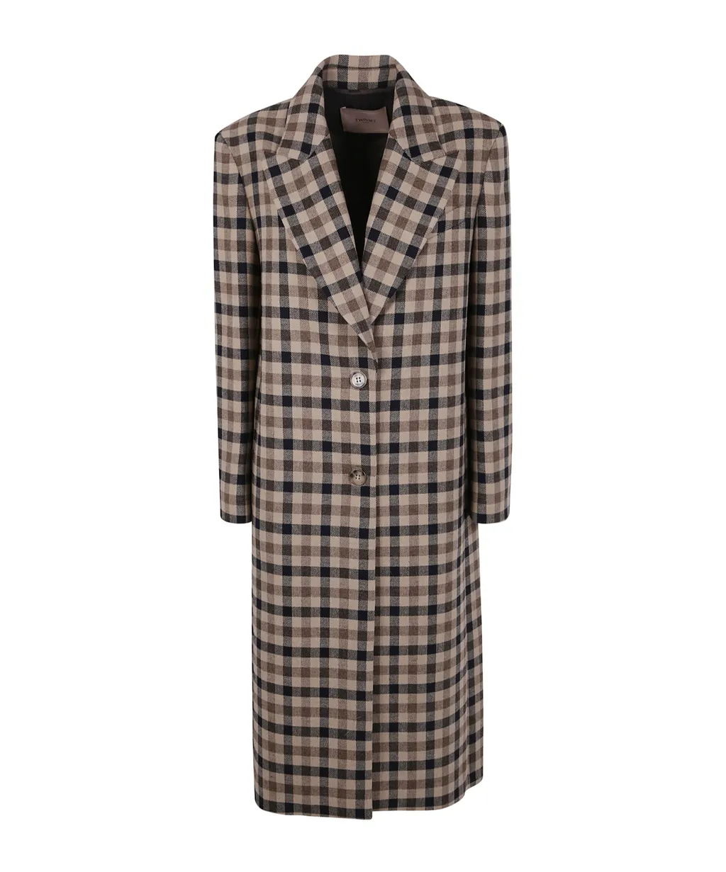 Twinset Check Wool Coat