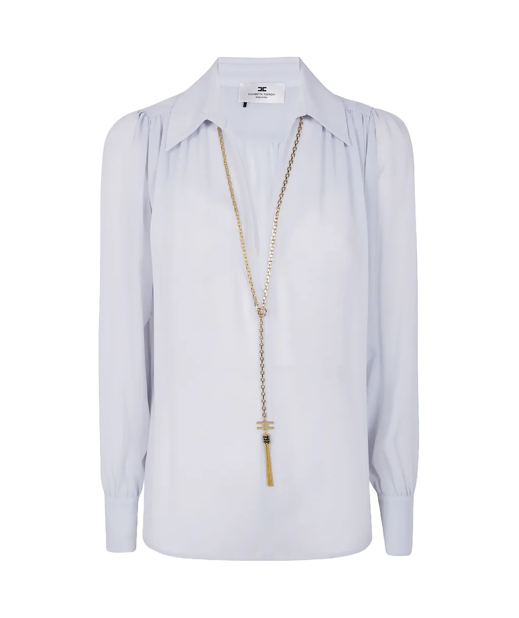 Elisabetta Franchi Chain Necklace Detailed Blouse