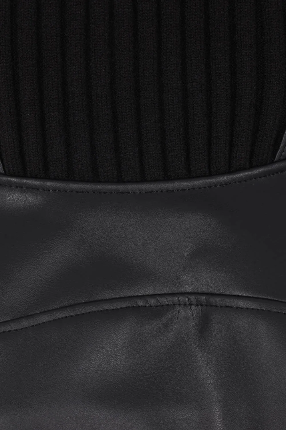 Zippered Long-Sleeved Leather Jacket