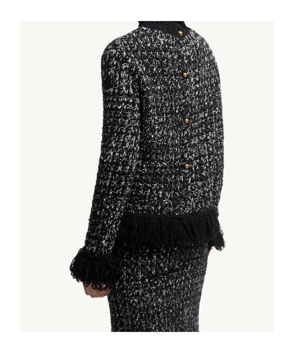 Fringe-Trim Wool Blend Sweater