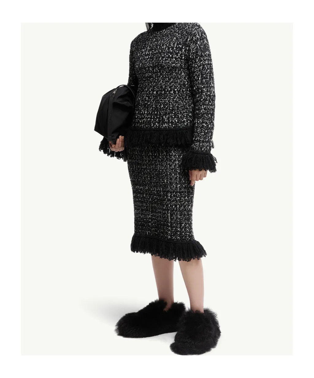 Fringe-Trim Wool Blend Sweater