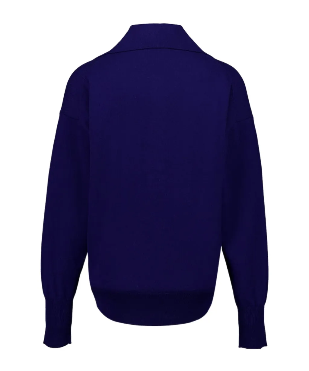 Polo V-Neck Cashmere Knit Top