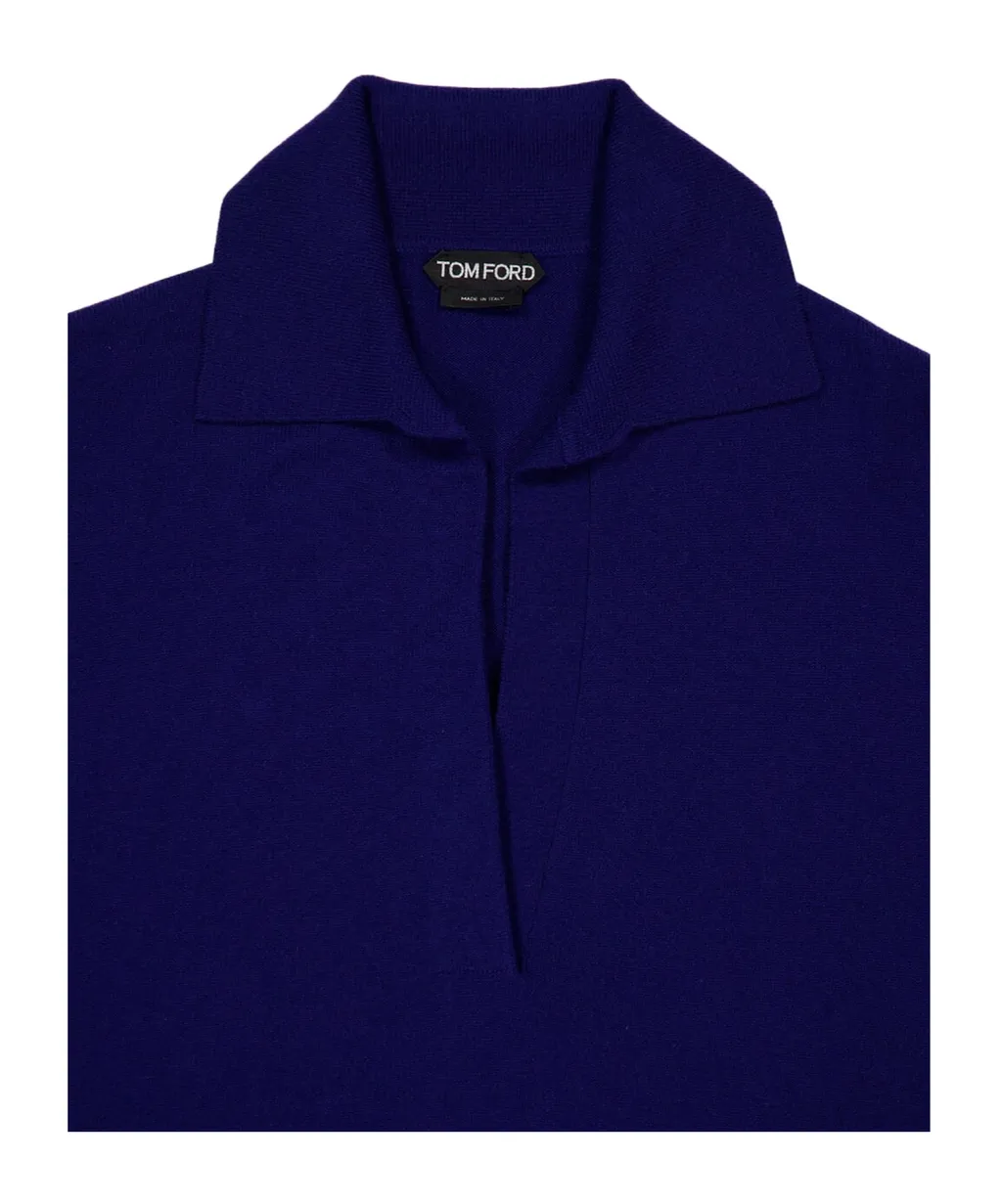 Polo V-Neck Cashmere Knit Top