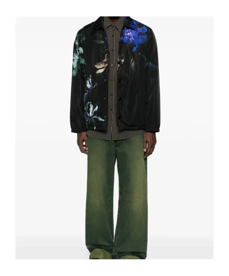 Dries Van Noten Drawstring Floral Printed Jacket