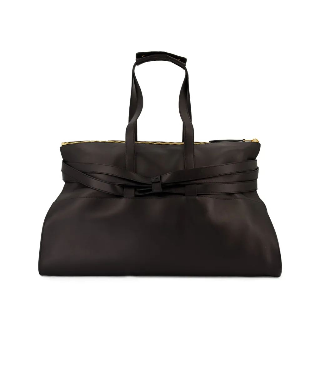 Belted Leather Tote Bag
