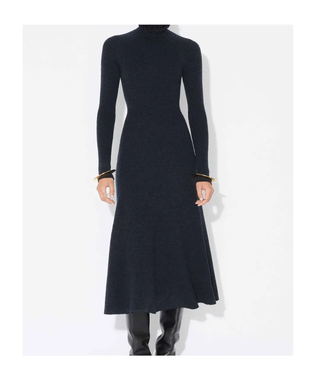AlaÏA Tweed Knitted High-Neck Dress