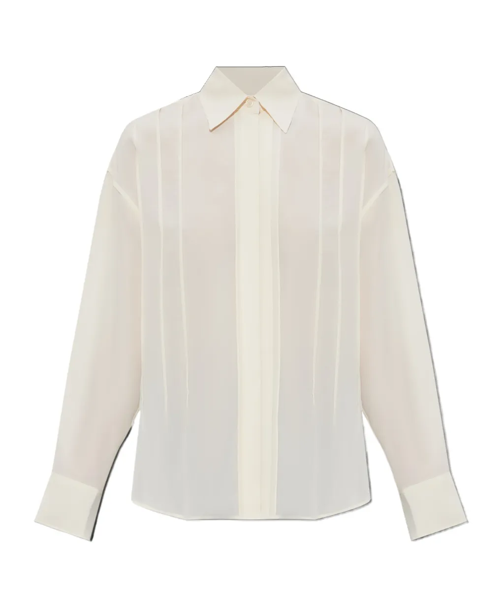 Pleated-Detail Silk Shirt