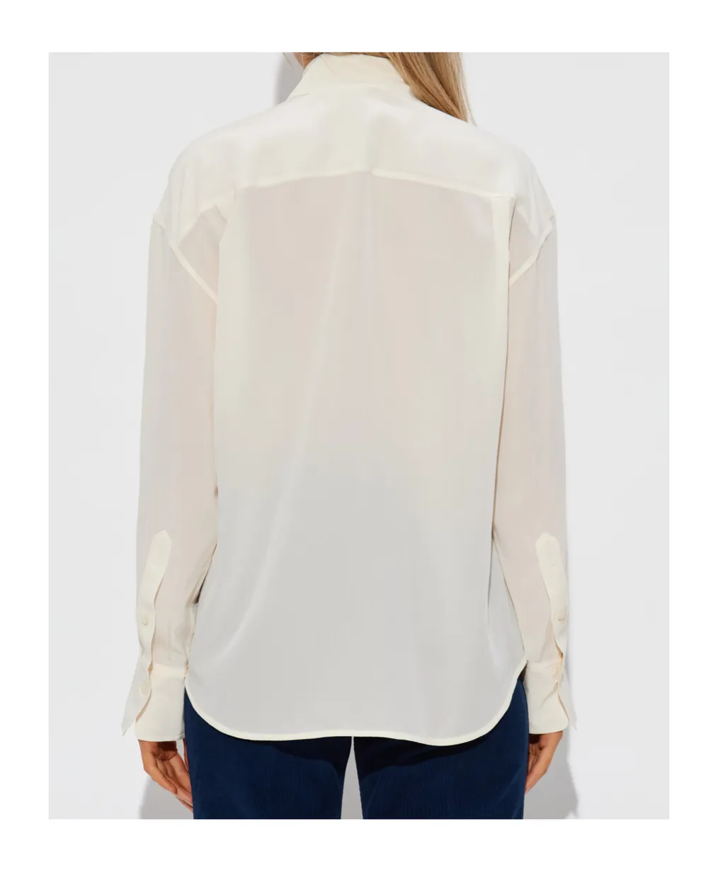 Pleated-Detail Silk Shirt