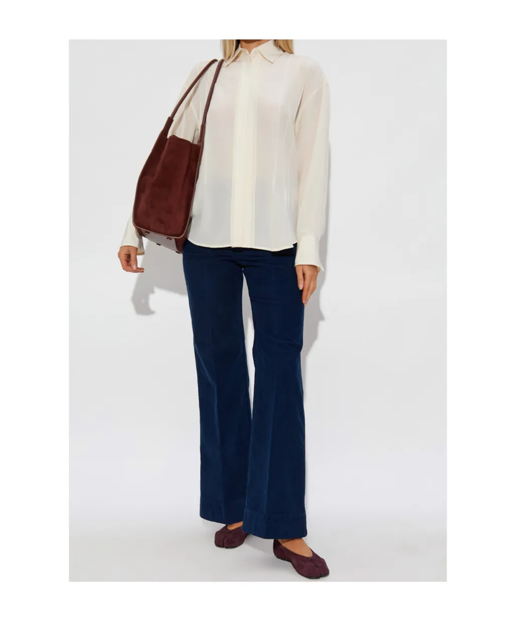 Pleated-Detail Silk Shirt