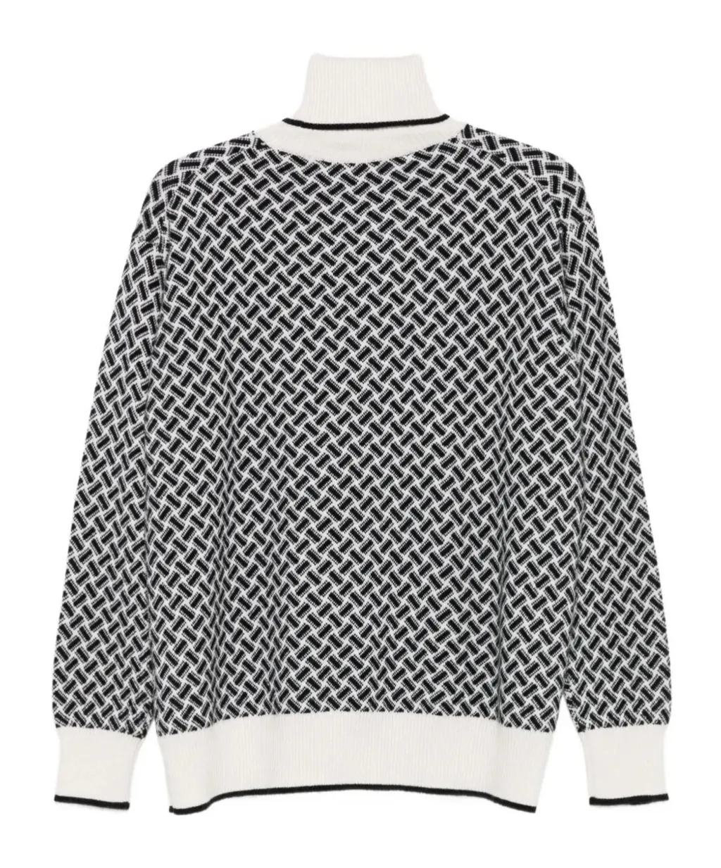 Geometric-Pattern Turtleneck Sweater