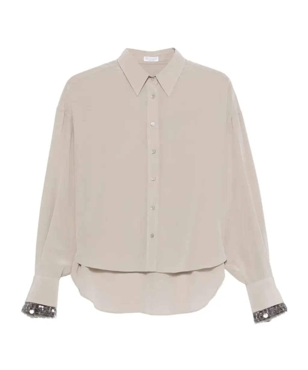 Sequin-Embellished Silk Shirt