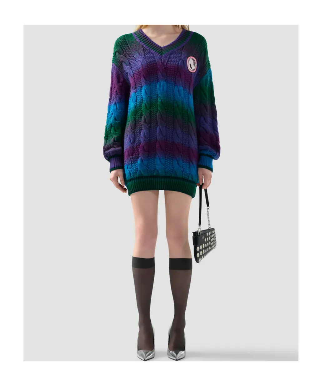Cable-Knit V-Neck Sweater