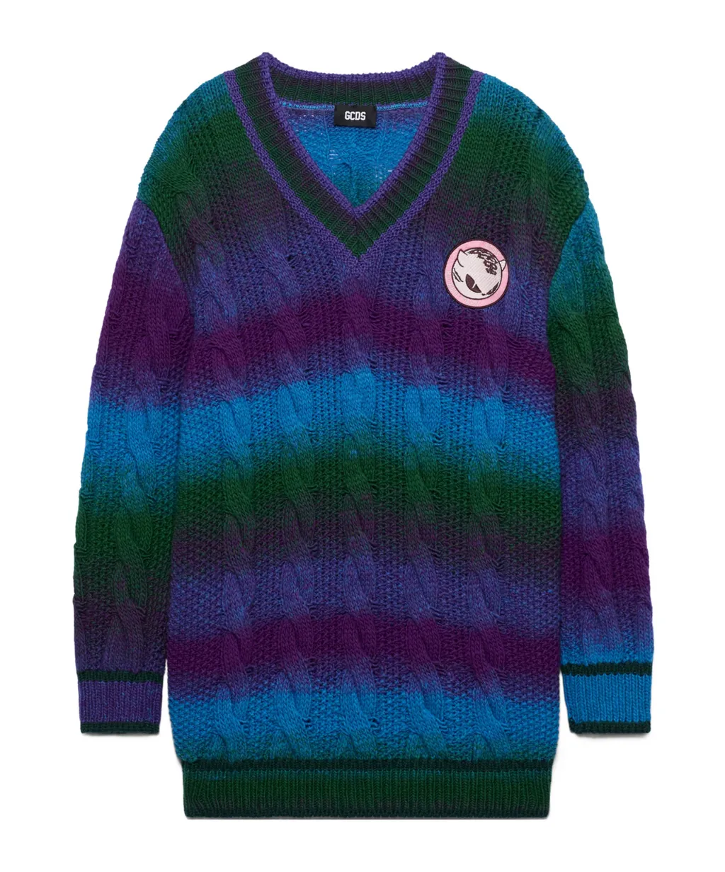 Cable-Knit V-Neck Sweater