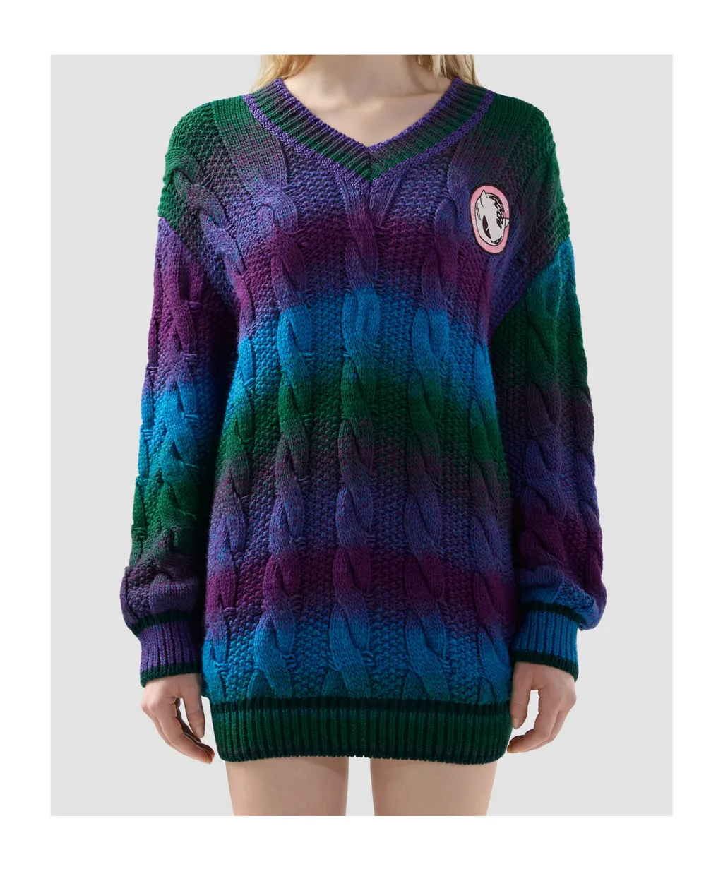 Cable-Knit V-Neck Sweater