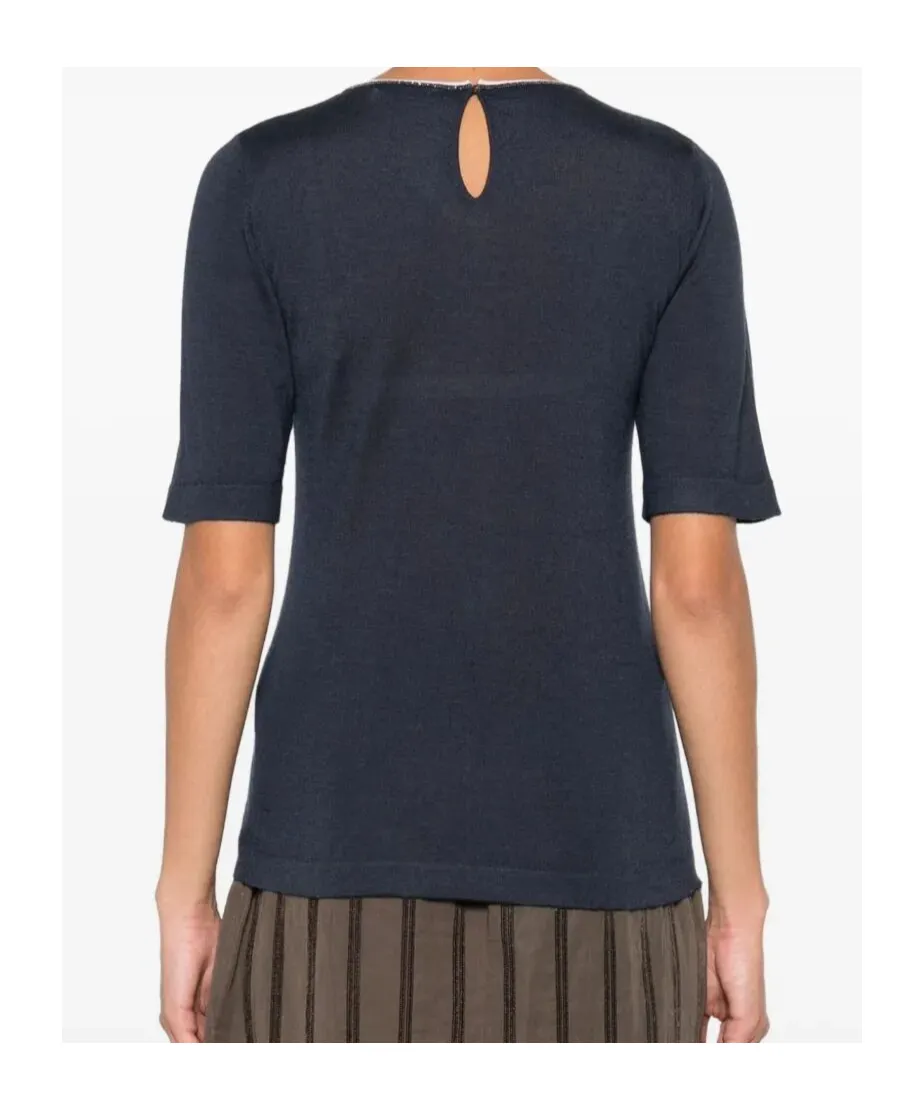 Monili-Trim Cashmere Top