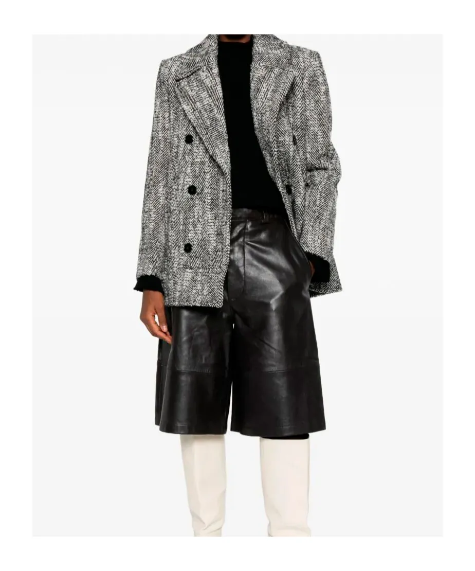 Patrizia Pepe Chevron Double-Breasted Coat