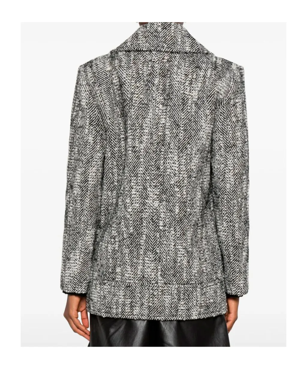 Patrizia Pepe Chevron Double-Breasted Coat