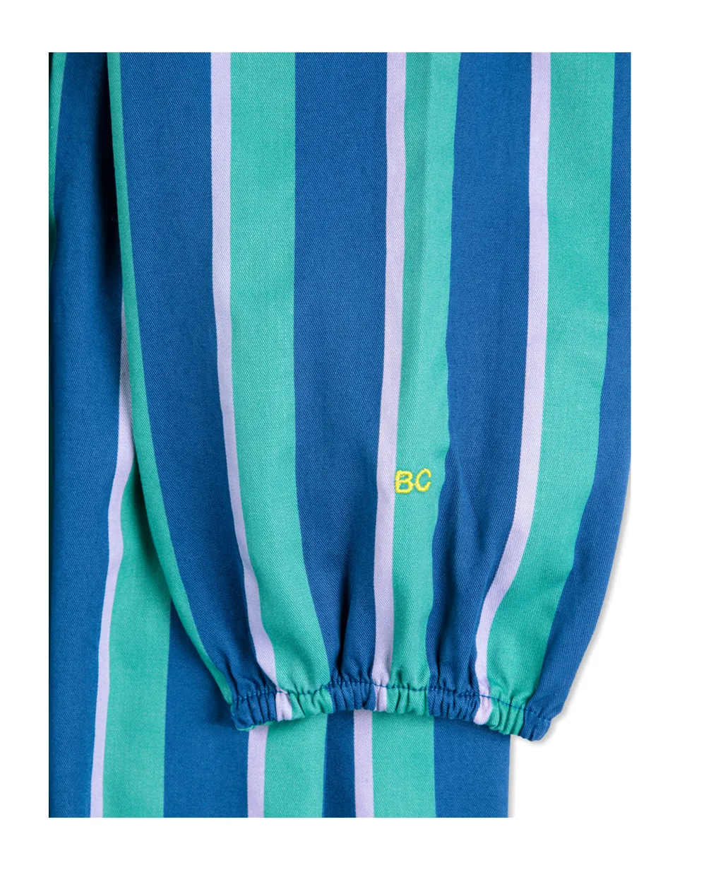 Ruffle-Sleeve Striped Dress