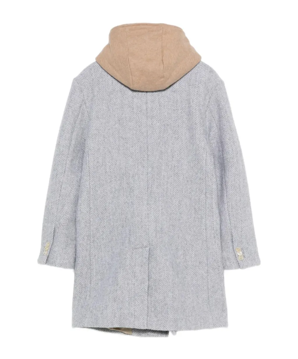 Herringbone Hooded Wool Coat