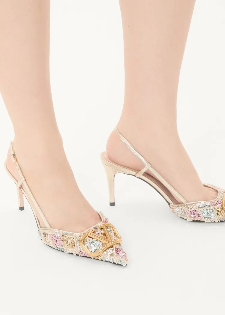 Vlogo Signature Slingback DÉColleté With Rhombelle Embroidery 80Mm