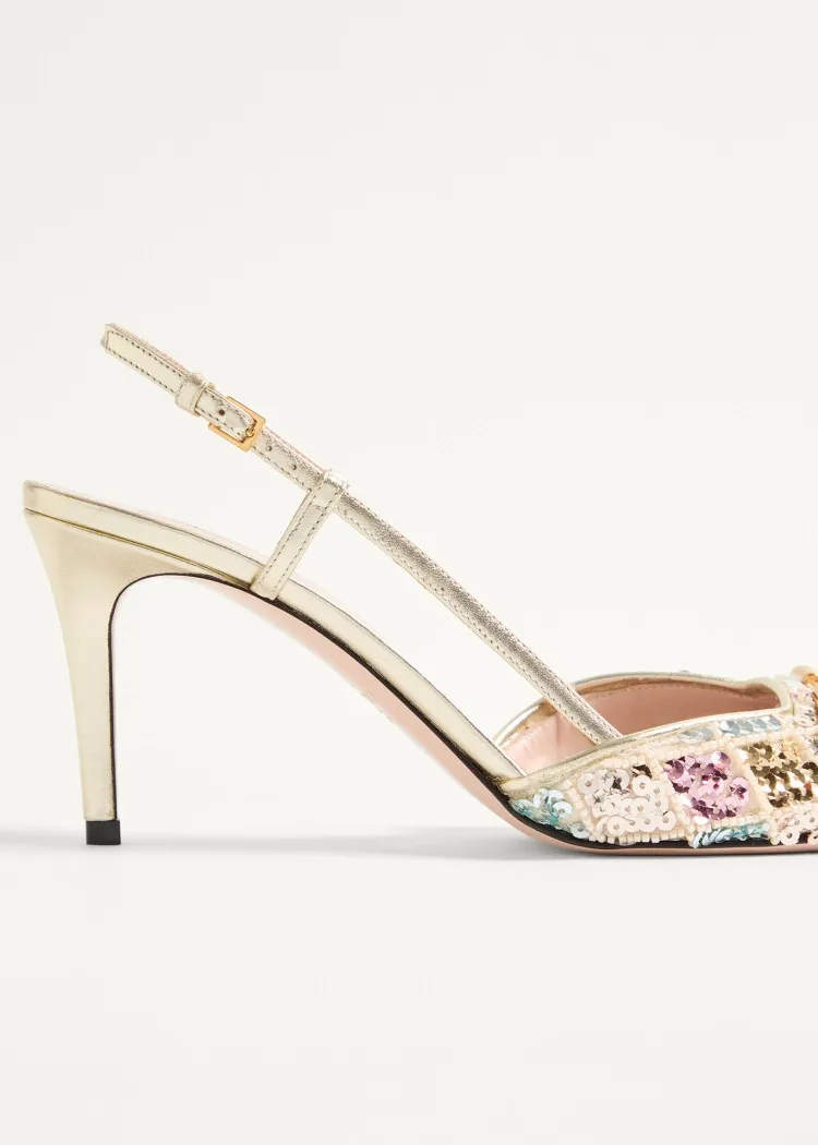 Vlogo Signature Slingback DÉColleté With Rhombelle Embroidery 80Mm
