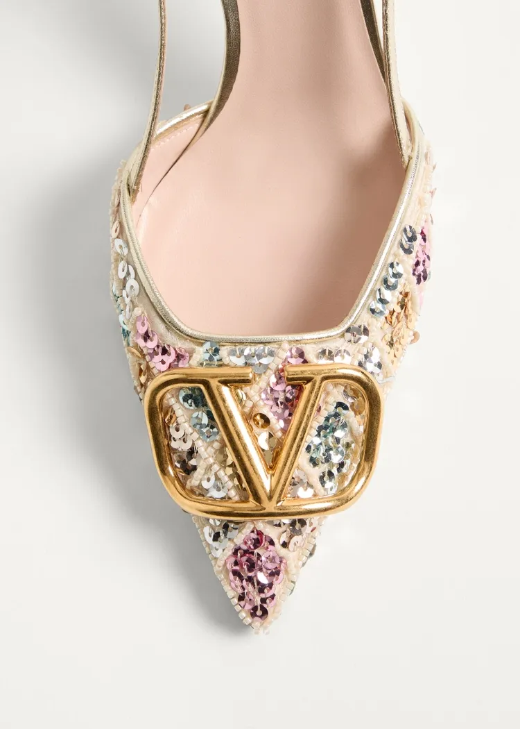 Vlogo Signature Slingback DÉColleté With Rhombelle Embroidery 80Mm