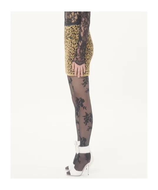 Leopard-Print Lurex Miniskirt