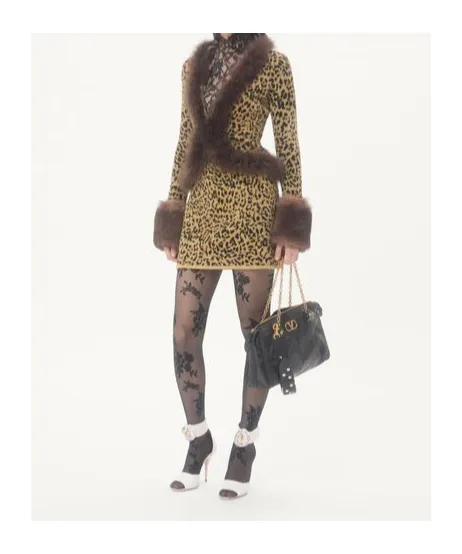 Leopard-Print Lurex Miniskirt