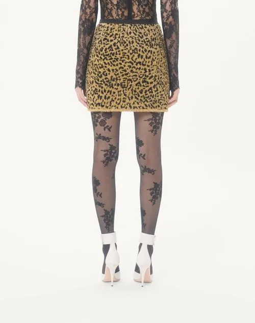 Leopard-Print Lurex Miniskirt
