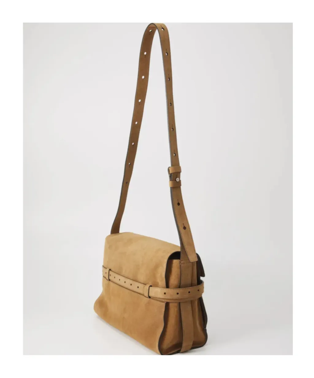 Belted Suede Messenger Bag