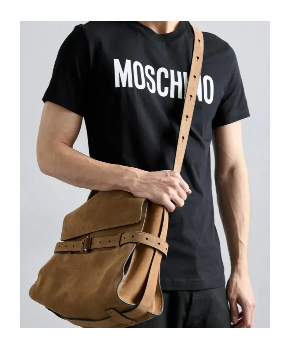 Belted Suede Messenger Bag