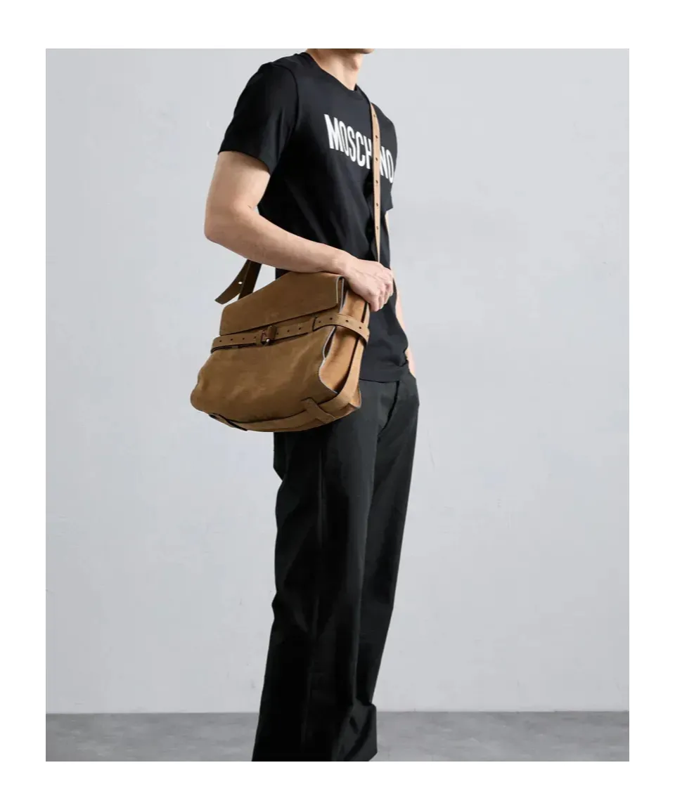 Belted Suede Messenger Bag