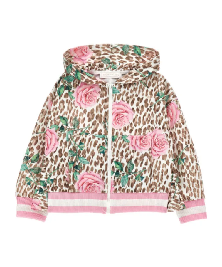 Floral-Printed Leopard Hoodie