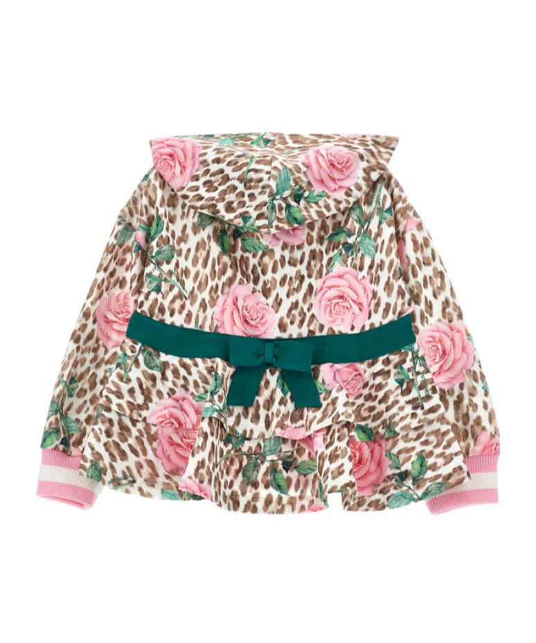 Floral-Printed Leopard Hoodie