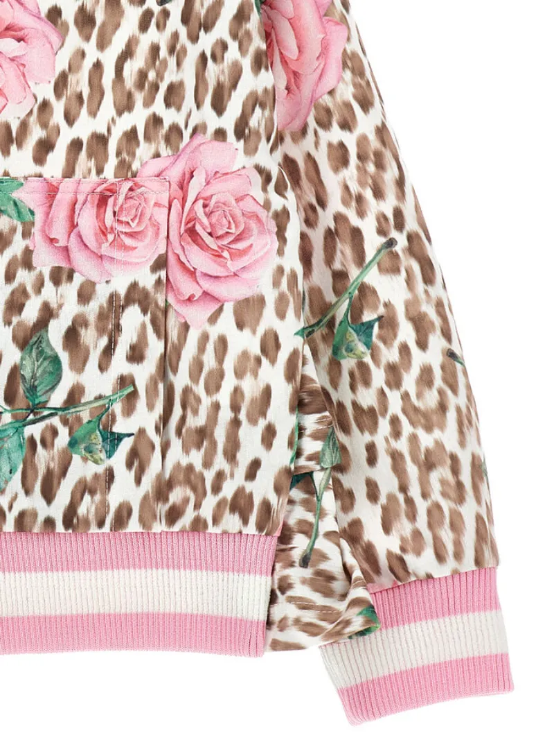 Floral-Printed Leopard Hoodie