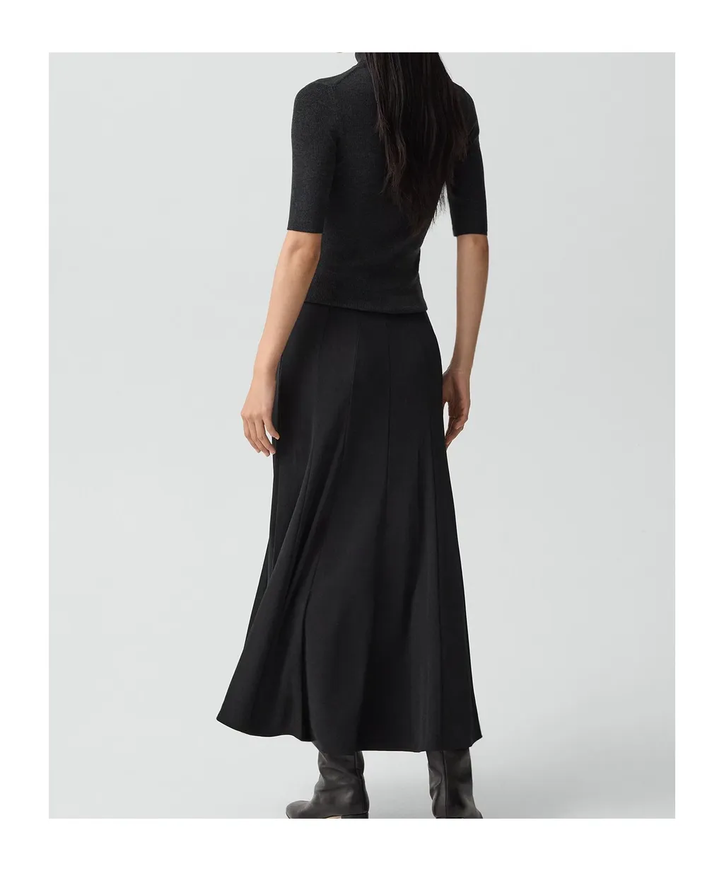 Fluted Seam Skirt In Crepe Jersey