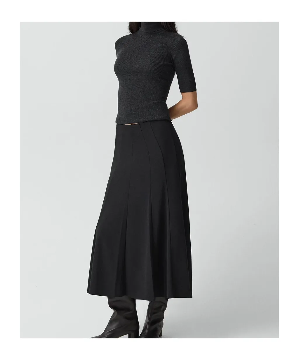 Fluted Seam Skirt In Crepe Jersey
